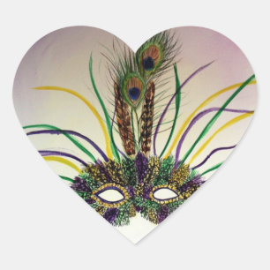 Feather Masquerade Maske Custom Heart Siegel Stick Herz-Aufkleber