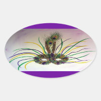 Feather Masquerade Maske Custom Oval Stickers