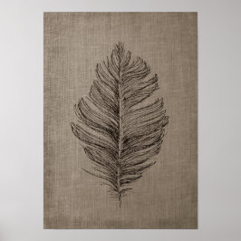 Feather no.2 mit Imitaten Linen Taupe Hintergrund Poster