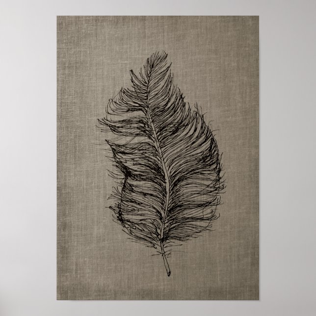 Feather no.3 mit Imitate Linen Taupe Art Poster (Vorne)