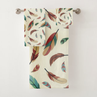Feather pattern badhandtuch set