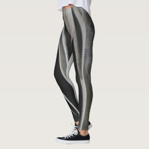 Feather Pattern Wild Bird Black Grace Streifen Leggings