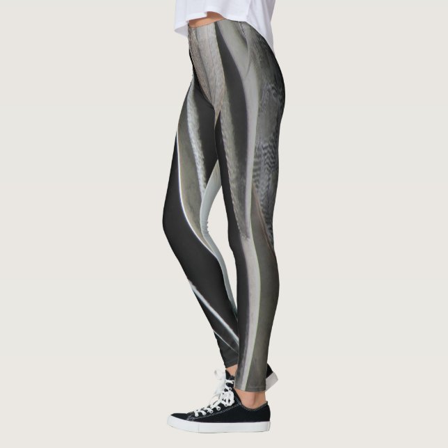Feather Pattern Wild Bird Black Grace Streifen Leggings (Links)