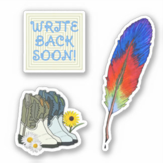 Feather Pen and Cowboy Boots Pen Pal Aufkleber