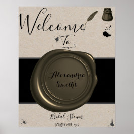Feather Pen & Inkwell Begrüßungszeichen für Brautp Poster