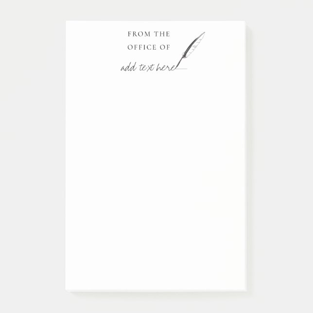 Feather Quill Author Writer Custom Personalisiert Post-it Klebezettel (Vorderseite)