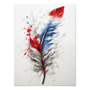 Feather - Rot, Weiß und Blau Fotodruck