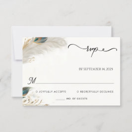 Feather Rustic Asian Sky Cloud Peacock Wedding RSVP Karte