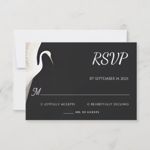Feather Rustic Asian Sky Fun Cloud Crane Wedding RSVP Karte