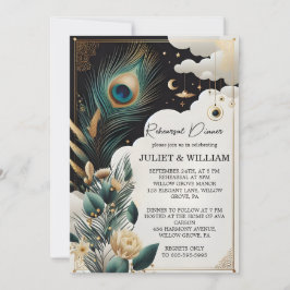 Feather Rustic Sky Cloud Peacock Probe Dinner Einladung