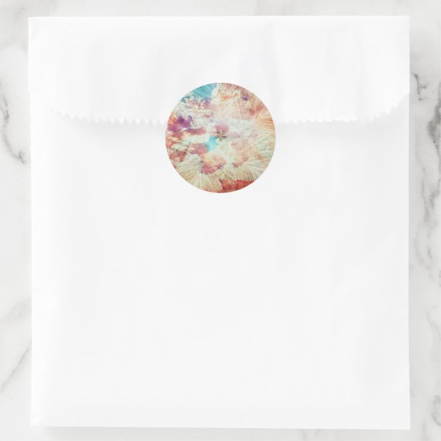 Feather Snowflake Sky Clouds Galaxy Lila Blush Runder Aufkleber (Tasche)