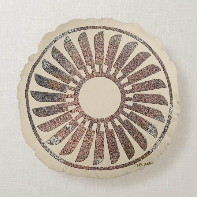 Feather Spiral Rundes Kissen (Vorderseite)