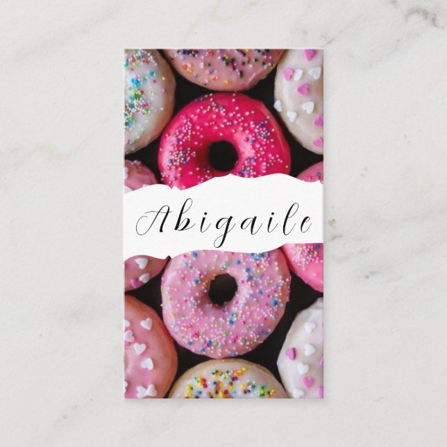 Feather Vector Nahtlose Vintage Donuts Visitenkarte (Vorderseite)
