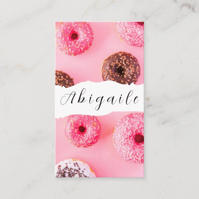 Feather Vector Nahtlose Vintage Donuts Visitenkarte (Vorderseite)