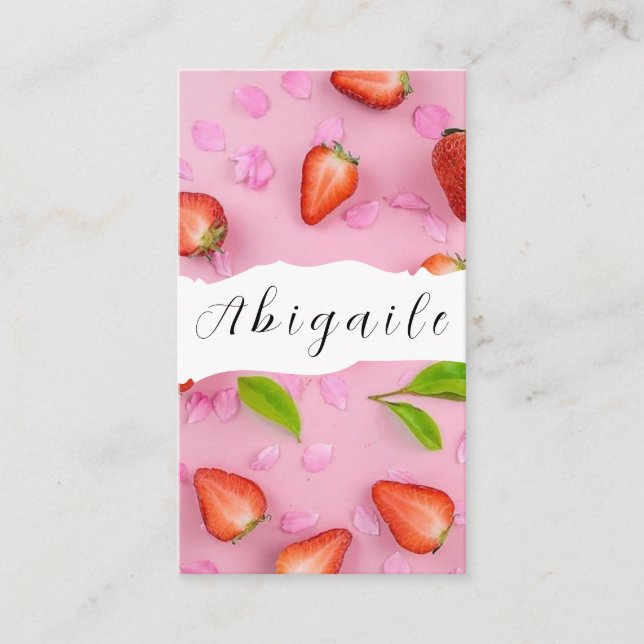 Feather Vector Nahtlose Vintage Erdbeere Visitenkarte (Vorderseite)