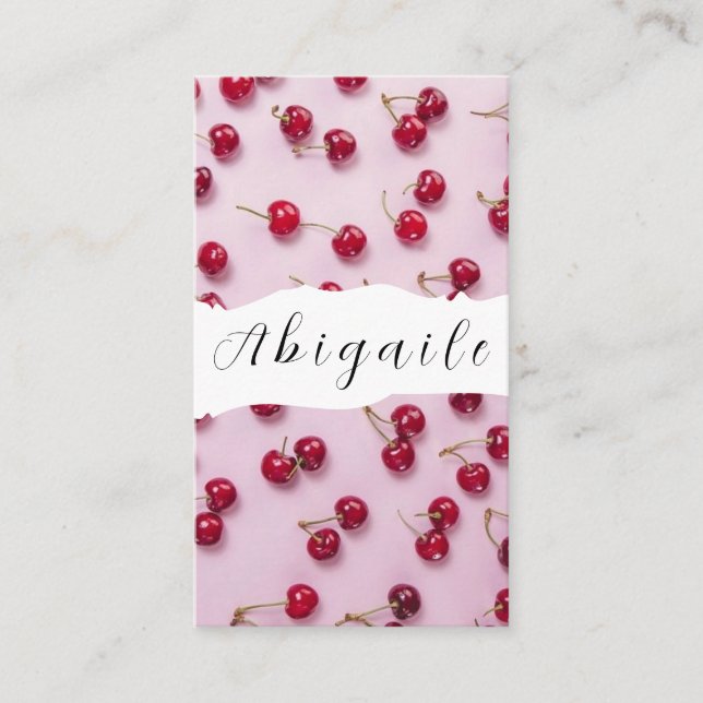 Feather Vector Nahtlose Vintage Kirsche Visitenkarte (Vorderseite)