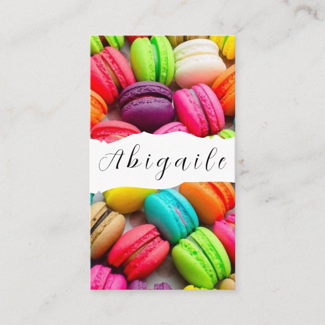 Feather Vector Nahtlose Vintage Macarons Visitenkarte (Vorderseite)