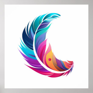 Feather Vibrant Elegant Stilisiert Poster