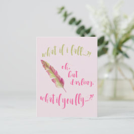 Feather - Was ist, wenn ich falle? - Zitat mit Ins Postkarte