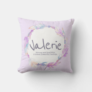 Feather Wasserfarbe Name bedeutet Valerie Kissen