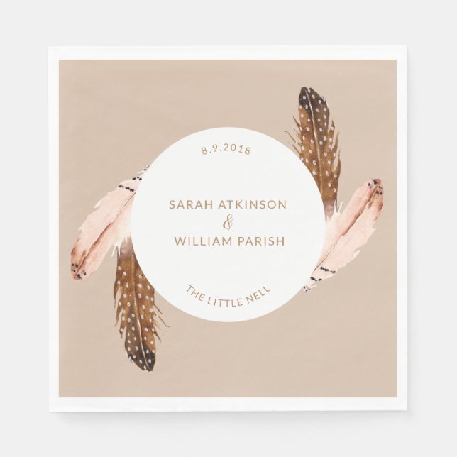 Feather Watercolor Luncheon Napkin Serviette (Vorderseite)