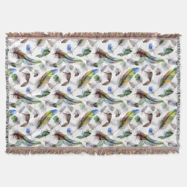 Feather Watercolor Muster Decke (Vorderseite)