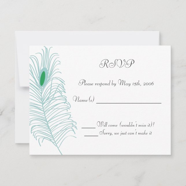Feather Wedding RSVP Card Karte (Vorderseite)