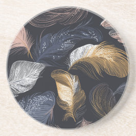 Feathered Bohemisch Round Sandstone Untersetzer