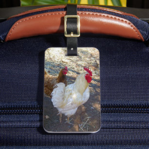 Feathered Companies: White Rooster und Seine Hen Gepäckanhänger