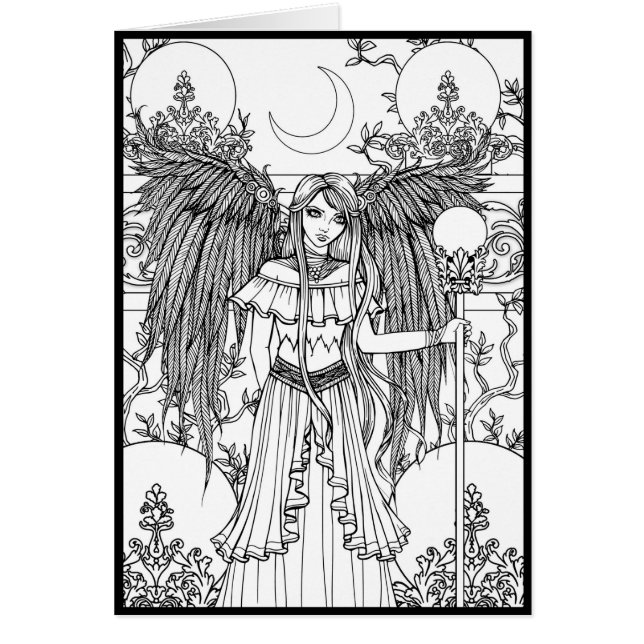 Feathered Fairy Gothic Fantasy Color Your Own Card (Vorne)