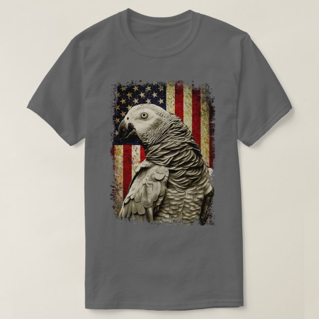 Feathered Friend Chic African Gray Parrot T-Shirt  (Design vorne)