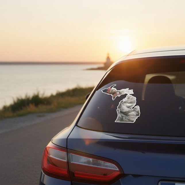 Feathered Michigan Sticker (Michigan Chicken Sticker)