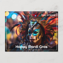 💚 💜 💛 Feathered Splendor: Mardi Gras Opulence Postkarte