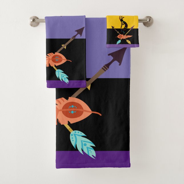 Feathers and Arrows Kokopelli Badhandtuch Set (Insitu)