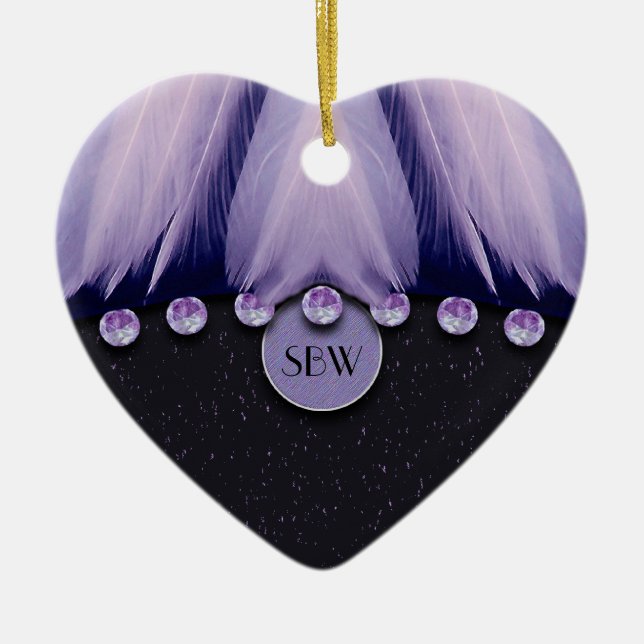 Feathers and Diamonds Keramik Ornament (Vorne)