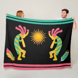 Feathers and Kokopelli Fleece Blanket