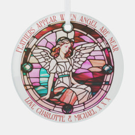 Feathers Appear Red Christmas Angel Stains Ornament Aus Glas