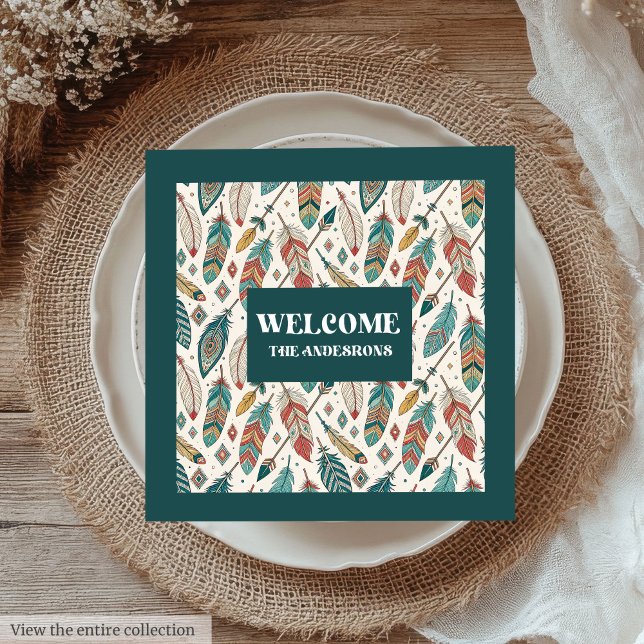 Feathers & Arrows Napkins Minimalistisches Geschen Serviette (Feathers & Arrows Napkins Minimalist Custom Gift)