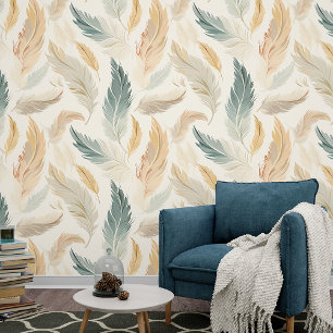 Feathers Blockprint Peel and Stick Tapete