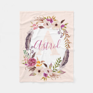 Feathers Boho Aquarelltüte Fleecedecke