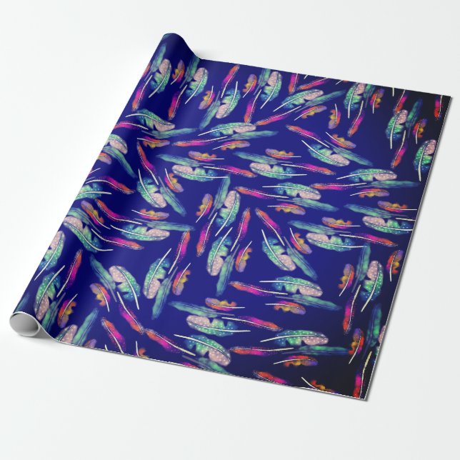 Feathers boho color geschenkpapier (Ungerollt)