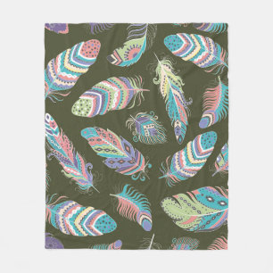 Feathers Boho Nahtlose Muster. Stammesvolkszurück Fleecedecke