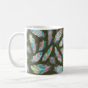 Feathers Boho Nahtlose Muster. Stammesvolkszurück Kaffeetasse