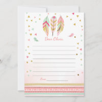 Feathers Boho Tribal Guestbook Karten Zeit Kapsel