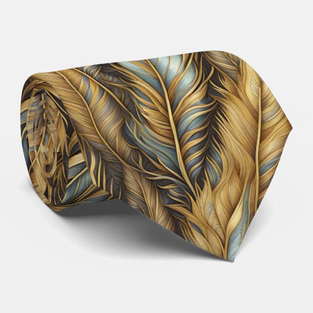 Feathers Golden Silver Art Krawatte (Gerollt)