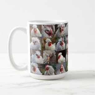 "Feathers in Focus: Ein Portrait eines weißen Hühn Kaffeetasse