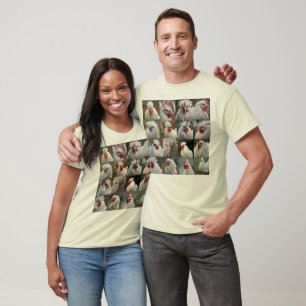 "Feathers in Focus: Ein Portrait eines weißen Hühn T-Shirt
