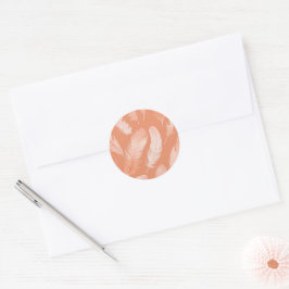 Feathers in Peach Fuzz Farbe, Runder Aufkleber