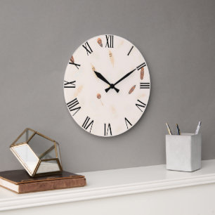 Feathers Luxury Popular Boho Collection Große Wanduhr