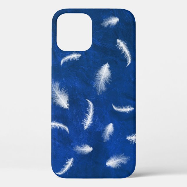 Feathers on Blue Leather Case-Mate iPhone Case (Rückseite)